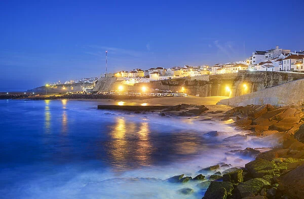 The village of Ericeira at dusk, overlooking the Atlantic Ocean. Portugal