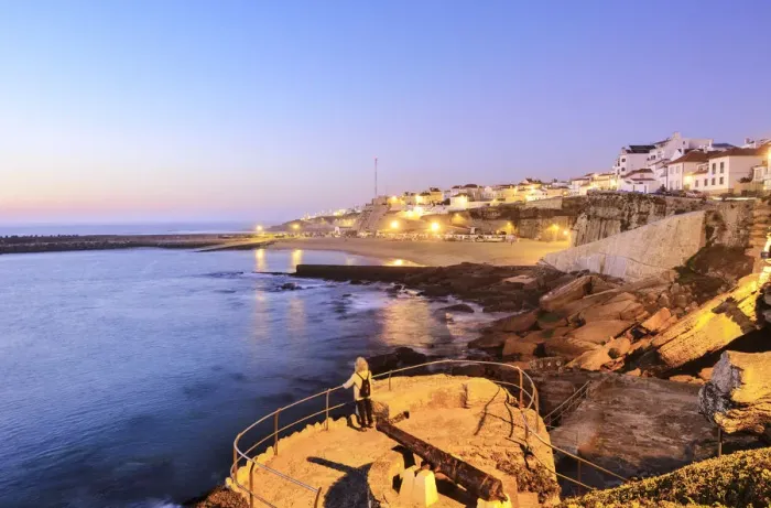 Framed Print : The village of Ericeira at dusk, overlooking the Atlantic Ocean. Portugal (MR) Framed Print : The village of Ericeira at dusk, overlooking the Atlantic Ocean. Portugal (MR)