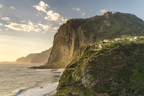 The village of Faial and its cliffs. Santana municipality, Madeira Island, Portugal