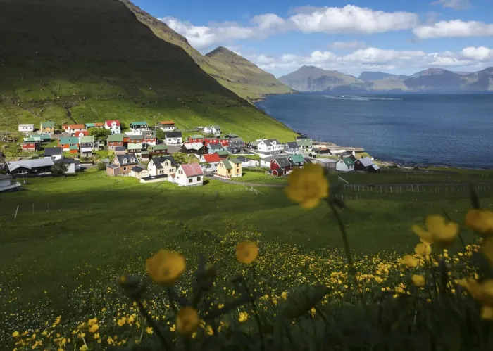 Framed Print : The village of Funningur. Eysturoy, Faroe Islands Framed Print : The village of Funningur. Eysturoy, Faroe Islands