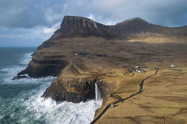 The village of Gasadalur. Island of Vagar. Faroe Islands