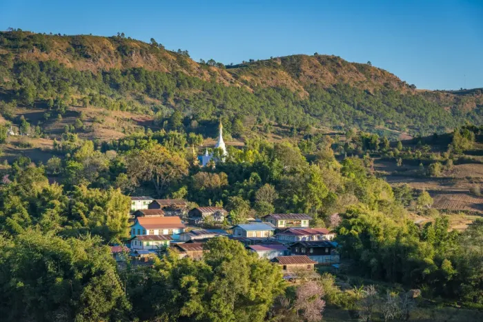 Framed Print : Village in mountains near Kalaw, Kalaw Township, Taunggyi District, Shan State, Myanmar Framed Print : Village in mountains near Kalaw, Kalaw Township, Taunggyi District, Shan State, Myanmar