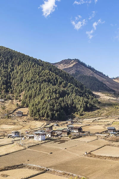 A village in Phobjikha Valley, Bhutan