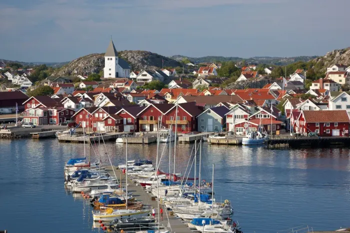 Framed Print : Village of Skarhamn on island of Tjorn, Bohuslan, on West Coast of Sweden Framed Print : Village of Skarhamn on island of Tjorn, Bohuslan, on West Coast of Sweden