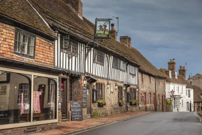 Framed Print : Village street in Alfriston, East Sussex, England Framed Print : Village street in Alfriston, East Sussex, England