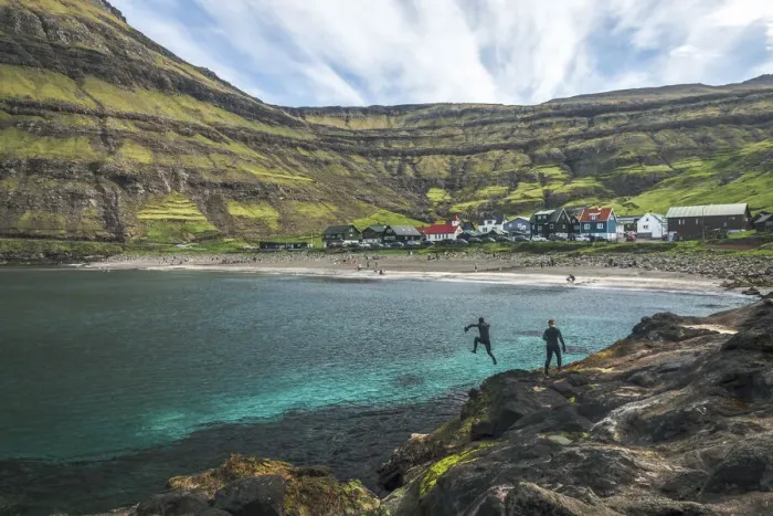 Framed Print : The village of Tjornuvik. Streymoy, Faroe Islands