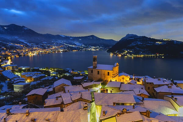 Village of Vesto and Iseo lake, Brescia province, Lombardy district, Italy