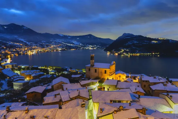 Framed Print : Village of Vesto and Iseo lake, Brescia province, Lombardy district, Italy Framed Print : Village of Vesto and Iseo lake, Brescia province, Lombardy district, Italy