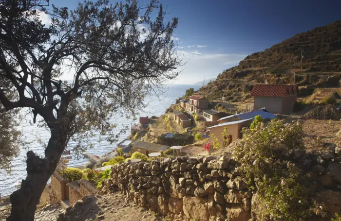 Framed Print : Village of Yumani on Isla del Sol (Island of the Sun), Lake Titicaca, Bolivia
