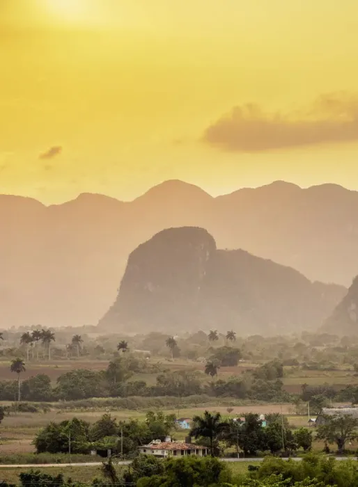 Framed Print : Vinales Valley at sunset, elevated view, UNESCO World Heritage Site Framed Print : Vinales Valley at sunset, elevated view, UNESCO World Heritage Site