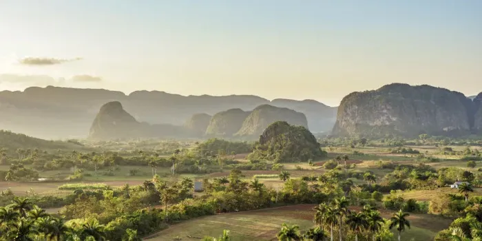 Framed Print : Vinales Valley at sunset, elevated view, UNESCO World Heritage Site