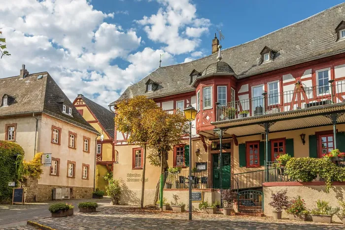 Framed Print : Vineyard and historic houses in the old town of Kiedrich, Rheingau, Hesse, Germany Framed Print : Vineyard and historic houses in the old town of Kiedrich, Rheingau, Hesse, Germany