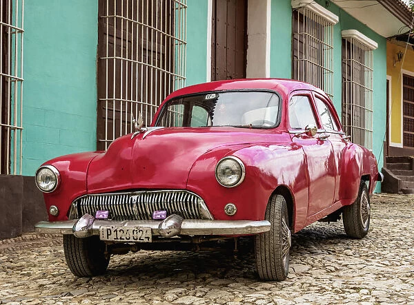 Vintage car on a cobbled street of Trinidad, Sancti Spiritus Province, Cuba