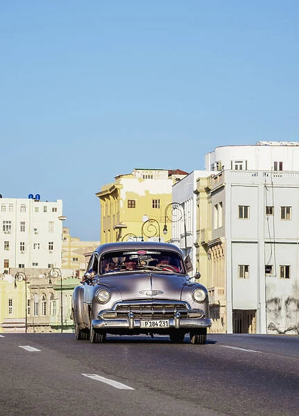 Vintage car at El Malecon, Havana, La Habana Province, Cuba
