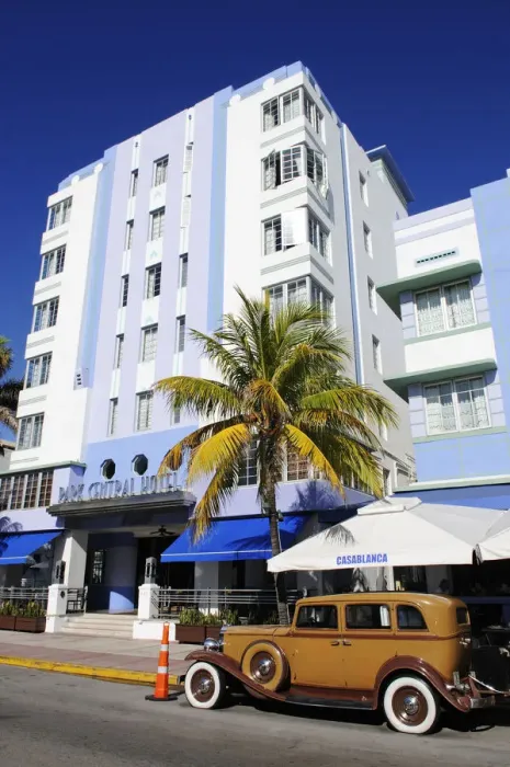 Framed Print : Vintage car in front of the Park Central Hotel, Ocean Drive, Miami South Beach, Art Framed Print : Vintage car in front of the Park Central Hotel, Ocean Drive, Miami South Beach, Art