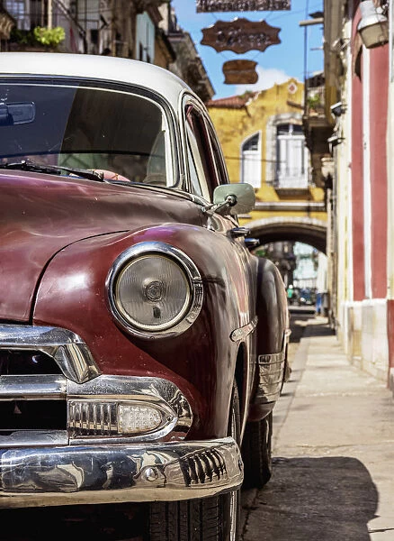 Vintage car at the street of La Habana Vieja, Havana, La Habana Province, Cuba