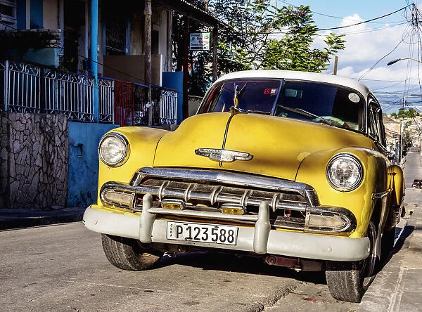 Vintage car on the street of Santiago de Cuba, Santiago de Cuba Province, Cuba