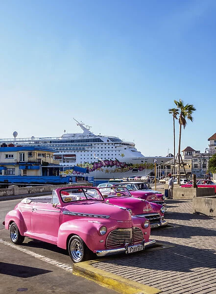 Vintage Cars in the Port of Havana, La Habana Province, Cuba