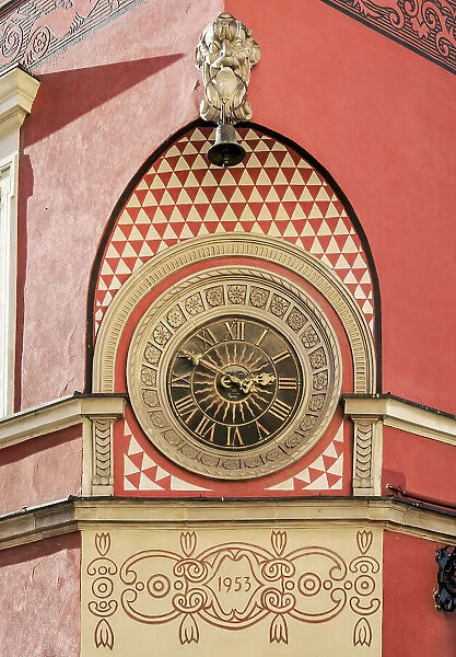 Vintage Clock, Old Town Main Market Square, Warsaw, Masovian Voivodeship, Poland