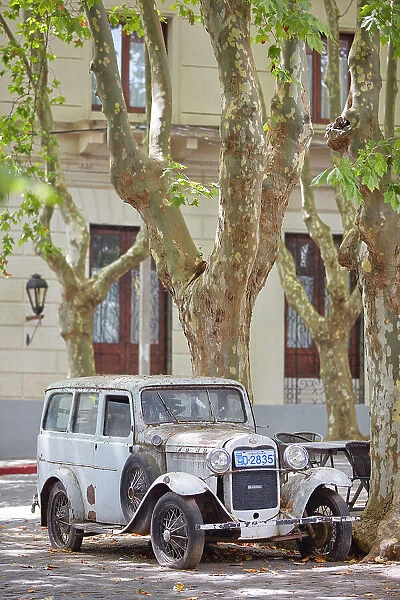 A vintage Ford car in a street of the Colonia del Sacramento historical cask, Uruguay. Colonia was declared UNESCO World Heritage Site in 1995