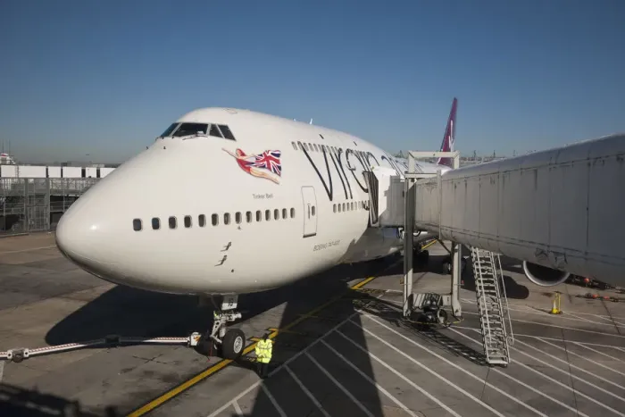 Framed Print : Virgin Atlantic 747 aeroplane at Heathrow, London, England Framed Print : Virgin Atlantic 747 aeroplane at Heathrow, London, England