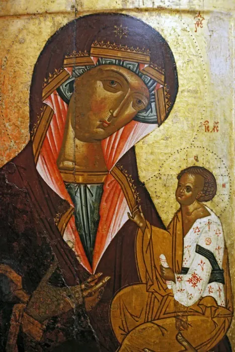 Framed Print : The Virgin of Georgian (16 century), Kargopol icon, Vologda museum, Vologda, Russia