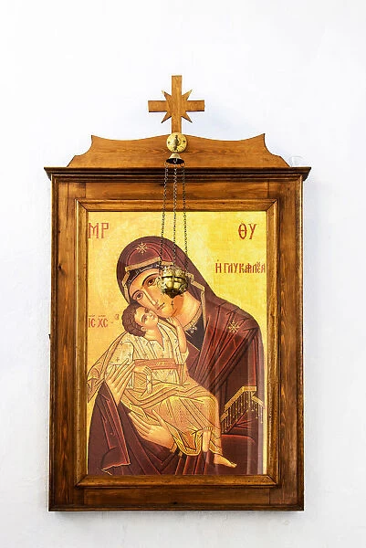 Virgin Mary icon, Pyrgos, Santorini, South Aegean, Greece