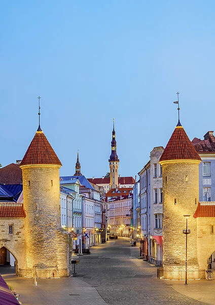 Viru Gate at dawn, Old Town, Tallinn, Estonia