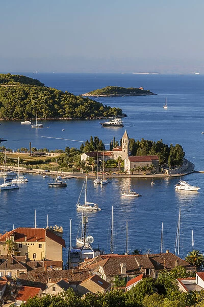 Vis town, Franciscan monastery & harbour, Vis Island, Dalmatian Coast, Croatia
