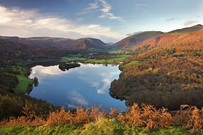 Framed Print : Vista down towards Lake Grasmere from Loughrigg Fell, Lake District, Cumbria. Autumn Framed Print : Vista down towards Lake Grasmere from Loughrigg Fell, Lake District, Cumbria. Autumn