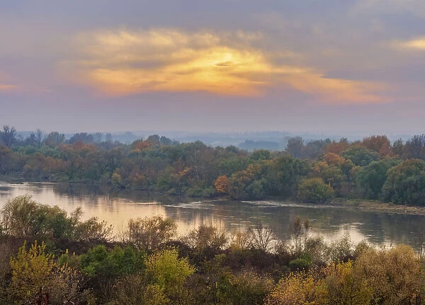 Vistula River at sunset, elevated view, Kaliszany Kolonia, Lublin Voivodeship, Poland