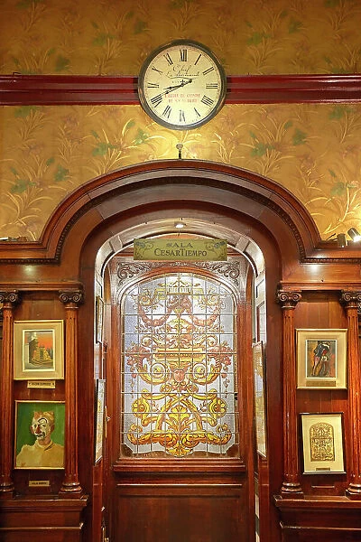 Detail of a vitreaux inside the Notable Bar 'Cafe Tortoni' on Avenida de Mayo, Monserrat, Buenos Aires, Argentina