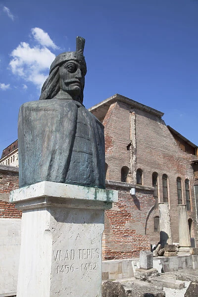 Vlad Tepes (Vlad the Impaler) statue at Old Princely Court, Historic Quarter, Bucharest