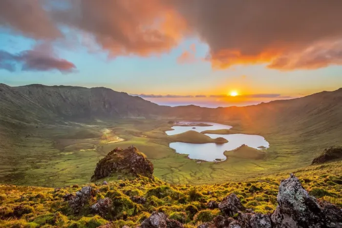 Framed Print : Volcanic crater Caldeirao, Corvo Island, Azores, Portugal