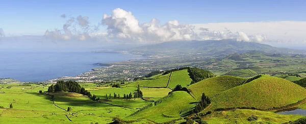 Volcanic craters along the Sao Miguel island. Azores islands, Portugal