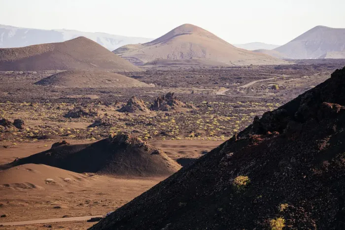 Framed Print : Volcanic landscape and crater, Timanfaya, Lanzarote, Canary Islands Framed Print : Volcanic landscape and crater, Timanfaya, Lanzarote, Canary Islands