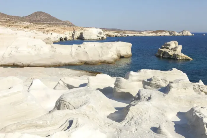 Framed Print : Volcanic Rock formations of Sarakiniko on Mlos, Cyclades, Greece