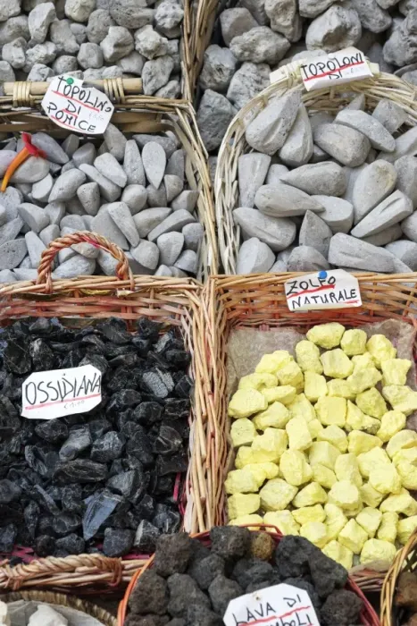 Framed Print : Volcanic rock souvenirs, Lipari Island, Aeolian Islands, UNESCO World Heritage Site