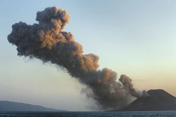 Volcano eruption Krakatau with ash cloud - Indonesia, Java, Sunda Strait, Anak Krakatau
