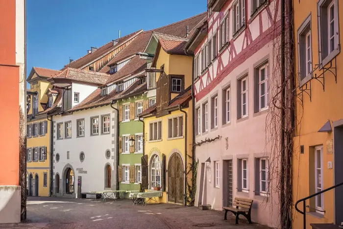 Framed Print : Vorburggasse in the old town of Meersburg, Baden-Wurttemberg, Germany Framed Print : Vorburggasse in the old town of Meersburg, Baden-Wurttemberg, Germany