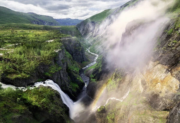 Voringsfossen waterfall from the above canyon, Eidfjord, Hordaland county, Norway