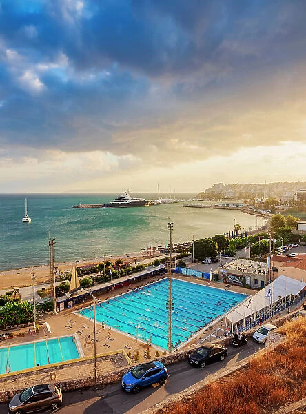 Votsalakia Swimming Pool at sunset, Piraeus, Attica, Greece