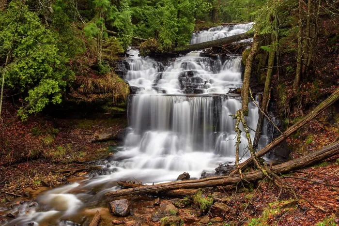 Framed Print : Wagner Falls in late autumn, Wagner Falls Scenic area, Munising, Michigan, USA Framed Print : Wagner Falls in late autumn, Wagner Falls Scenic area, Munising, Michigan, USA