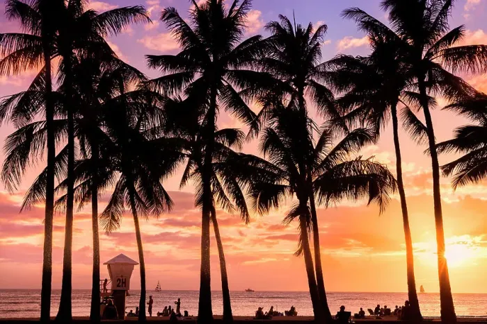 Framed Print : Waikiki Beach Honolulu, Oahu, Hawaii, USA