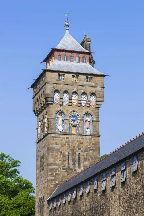 Framed Print : Wales, Cardiff, Cardiff Castle, Clock Tower Framed Print : Wales, Cardiff, Cardiff Castle, Clock Tower