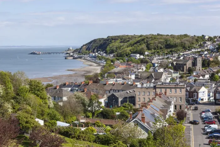 Framed Print : Wales, Glamorgan, Gower Peninsula, Mumbles, View of Mumbles from Oystermouth Castle