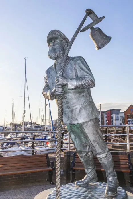 Framed Print : Wales, Glamorgan, Swansea, Swansea Docks, Statue of Captain Cat from the Dylan Thomas Framed Print : Wales, Glamorgan, Swansea, Swansea Docks, Statue of Captain Cat from the Dylan Thomas