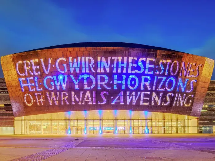 Framed Print : Wales Millennium Centre at dusk, Cardiff, Wales, United Kingdom Framed Print : Wales Millennium Centre at dusk, Cardiff, Wales, United Kingdom