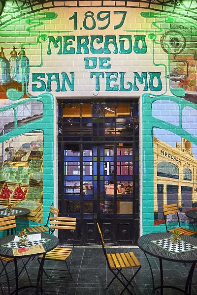 Wall art painting in a bar of the San Telmo Market, Buenos Aires, Argentina