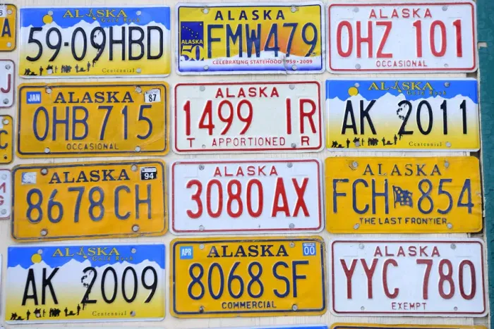 Framed Print : Wall decorated with License plates, Fairbanks, Alaska, USA Framed Print : Wall decorated with License plates, Fairbanks, Alaska, USA